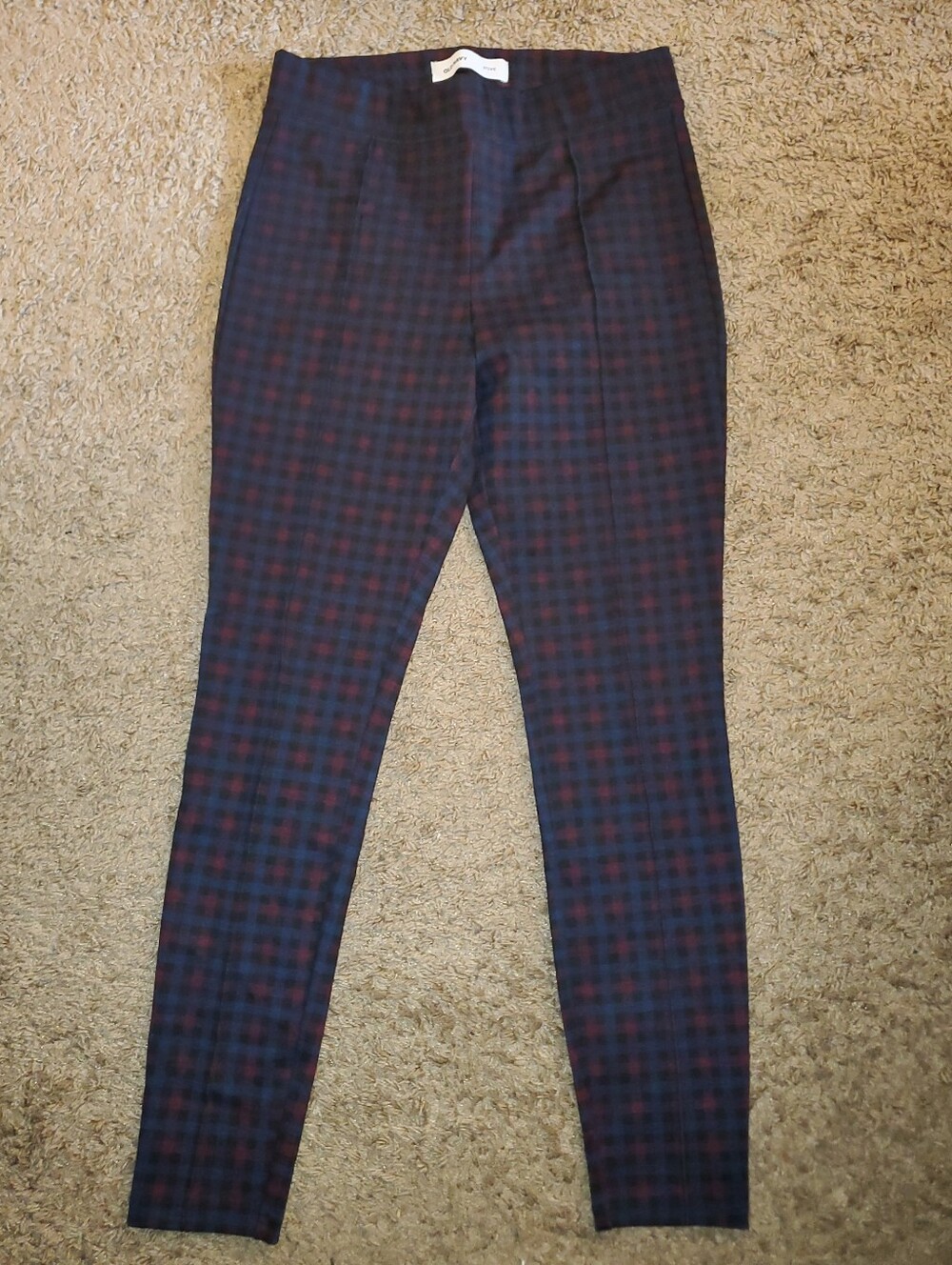 Women's Old Navy Maroon + Blue Plaid STEVIE Leggings- Size M